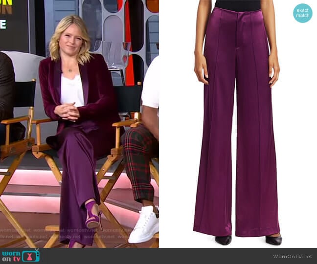 Dylan High-Rise Wide-Leg Pants by Alice + Olivia worn by Sara Haines on Good Morning America