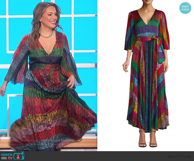 Meryl Pleated Maxi Dress by Alice + Olivia worn by Alyssa Milano on The Talk