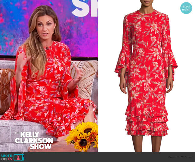 Alexia Floral Midi Dress by Amur worn by Erin Andrews on The Kelly Clarkson Show