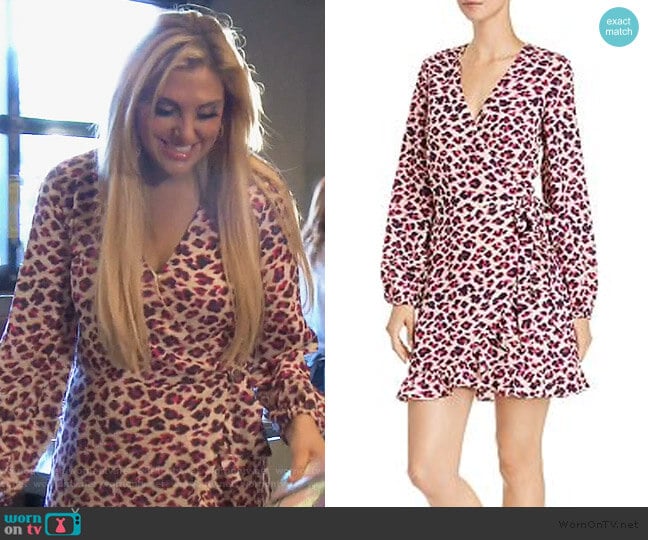 Leopard Print Wrap Dress by Aqua worn by Gina Kirschenheiter on The Real Housewives of Orange County