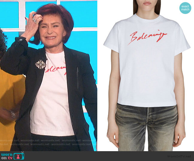 Fitted Signature Tee by Balenciaga worn by Sharon Osbourne  on The Talk