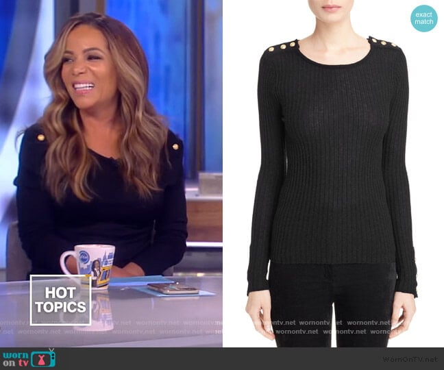 Button Detail Ribbed Sweater by Balmain worn by Sunny Hostin on The View