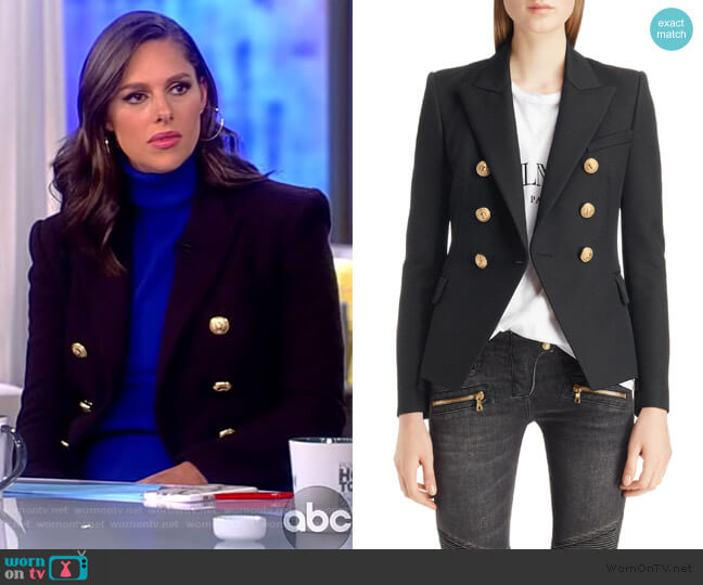 ouble Breasted Wool Blazer by Balmain worn by Abby Huntsman on The View