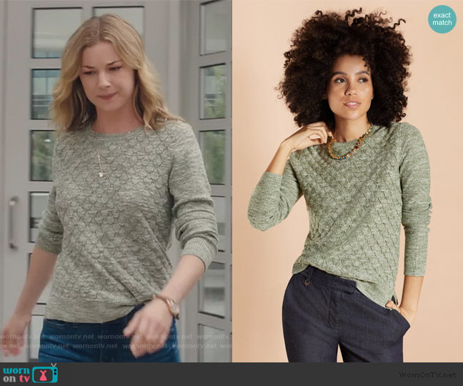 Diamond Pointelle Sweater by Brooks Brothers worn by Nicolette Nevin (Emily VanCamp) on The Resident