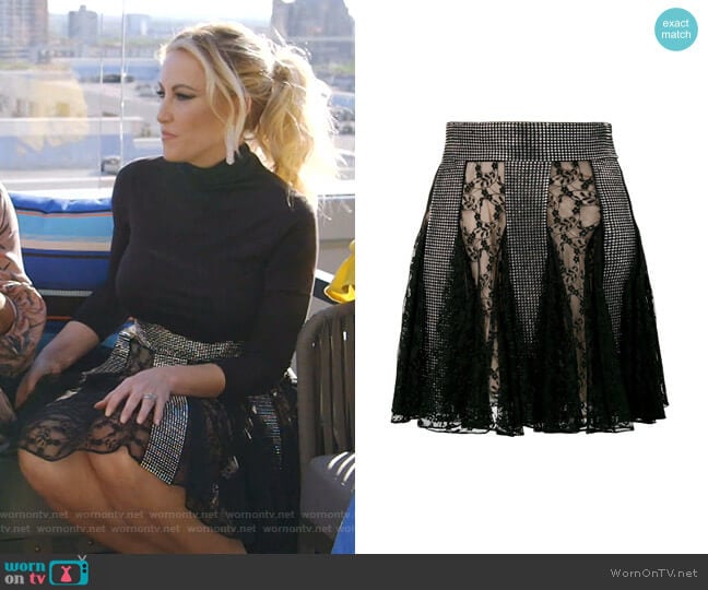 Crystal Lace Mini Skirt by Christopher Kane worn by Stephanie Hollman on The Real Housewives of Dallas