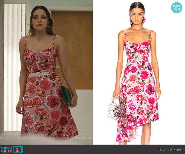 Carnation Sleeveless Dress by Carmen March worn by Fallon Carrington (Elizabeth Gillies) on Dynasty