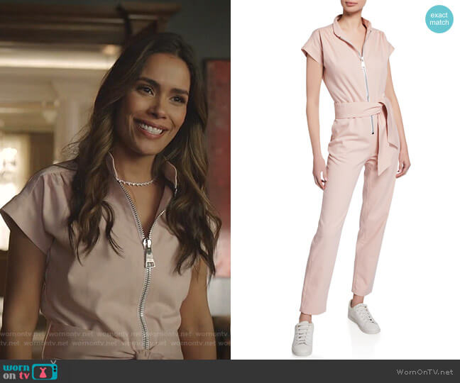 Soul Cap-Sleeve Jumpsuit by Carolina Ritzler worn by Cristal Jennings (Daniella Alonso) on Dynasty