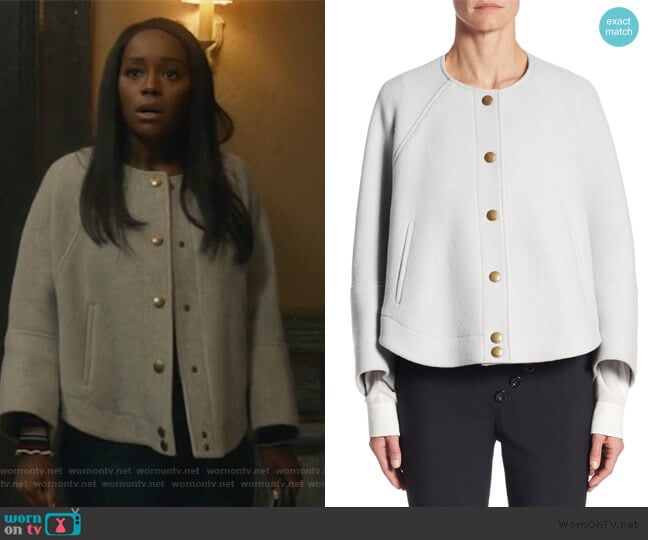 Button Front Cropped Jacket by Chloe worn by Michaela Pratt (Aja Naomi King) on How to Get Away with Murder