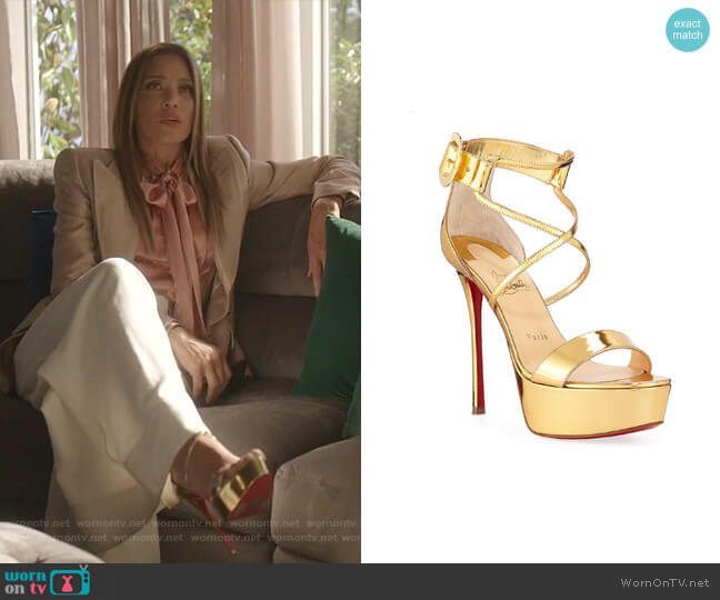 Choca Specchio Red Sole Sandals by Christian Louboutin  worn by Dominique Deveraux (Michael Michele) on Dynasty