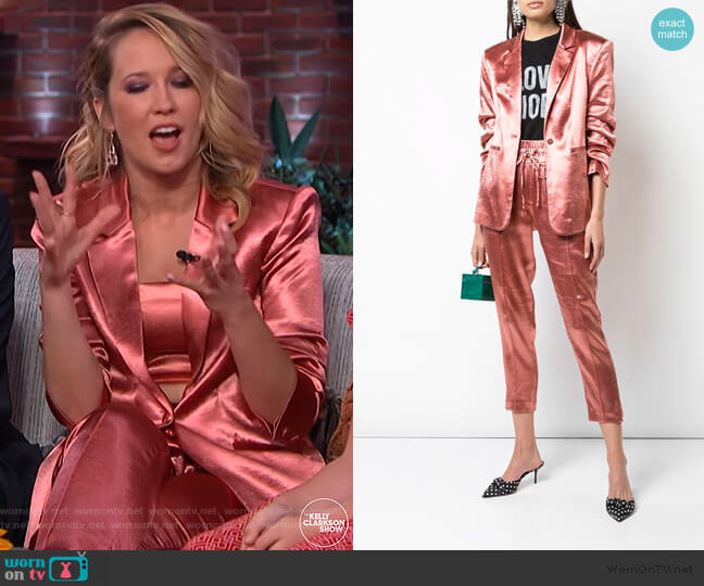 Kylie jacket and Adalie Pants by Cinq a Sept worn by Anna Camp on The Kelly Clarkson Show