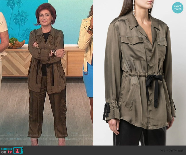 Lightweight Drawstring Waist Jacket by Cinq a Sept worn by Sharon Osbourne on The Talk