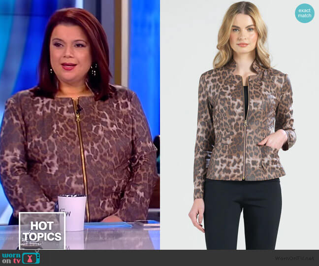 Liquid Leather Slit Pocket Jacket by Clara Sunwoo worn by Ana Navarro on The View