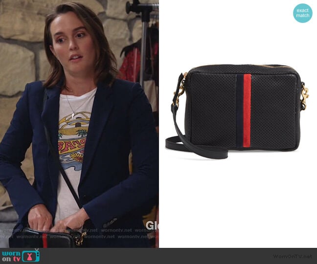 Midi Sac Perforated Leather Crossbody Bag by Clare V. worn by Angie (Leighton Meester) on Single Parents