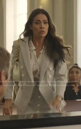 Cristal’s blue checked blazer and skirt on Dynasty