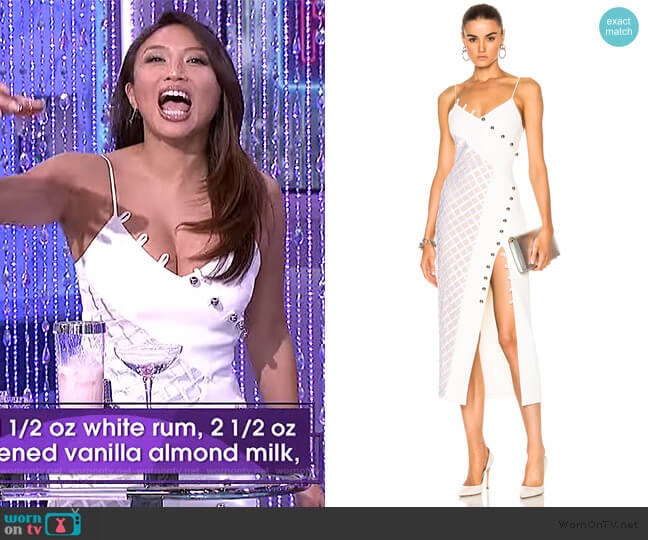 Macrame Asymmetrical Insert Loops & Metal Balls Dress by David Koma worn by Jeannie Mai on The Real