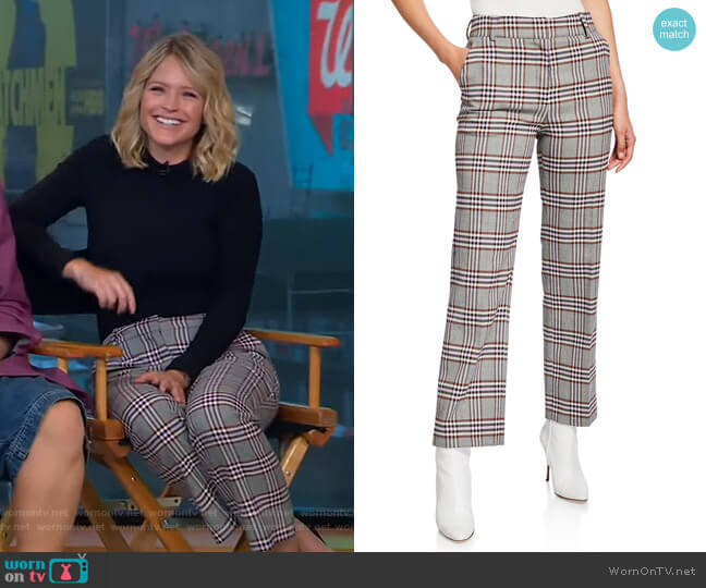 Straight-Leg Check Trousers by Derek Lam 10 Crosby worn by Sara Haines  on Good Morning America