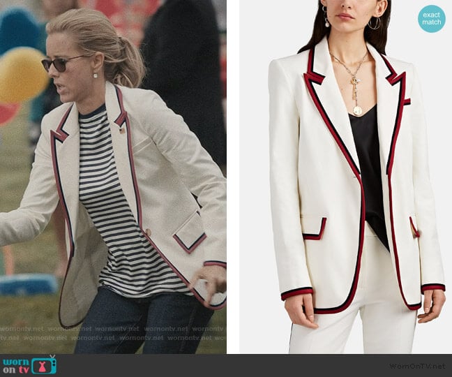 Stripe-Trimmed Cotton One-Button Blazer by Derek Lam 10 Crosby worn by Elizabeth McCord (Téa Leoni) on Madam Secretary