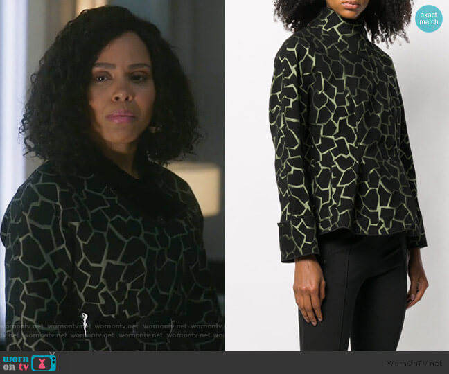 Giraffe Print Jacket by Emporio Armani worn by Tegan Price (Amirah Vann) on How to Get Away with Murder