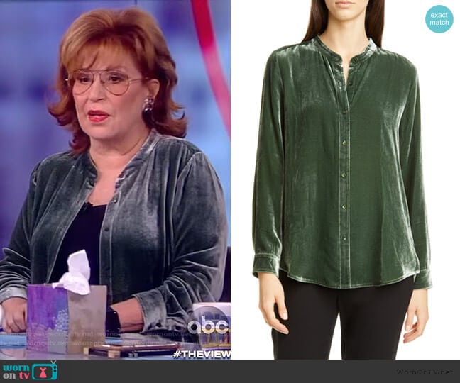 Mandarin Collar Velvet Shirt by Eileen Fisher worn by Joy Behar on The View