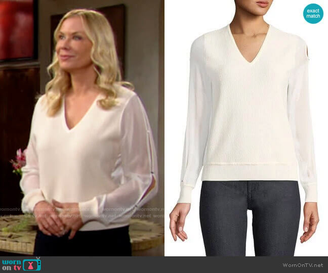 Elie Tahari Maria Sweater worn by Brooke Logan (Katherine Kelly Lang) on The Bold and the Beautiful