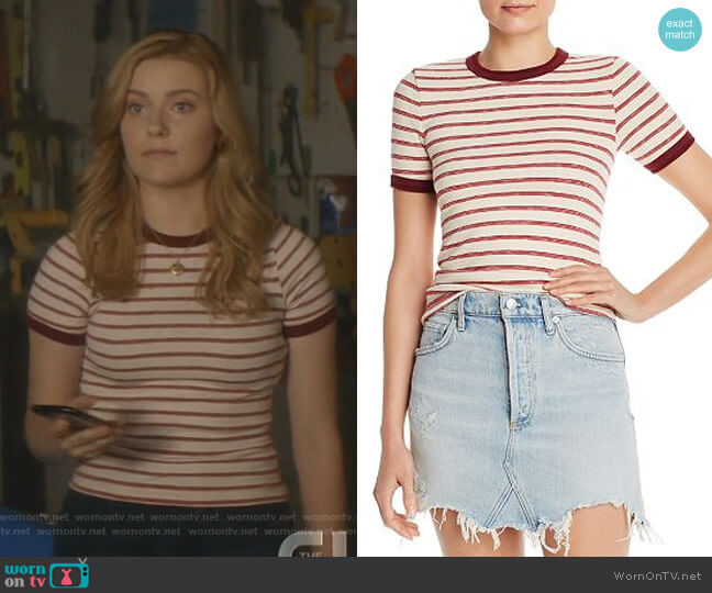 Striped Ringer Tee by Enza Costa worn by Nancy Drew (Kennedy McMann) on Nancy Drew