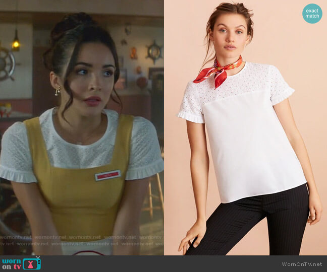 Eyelet-Yoke Blouse by Brooks Brothers  worn by Bess (Maddison Jaizani) on Nancy Drew