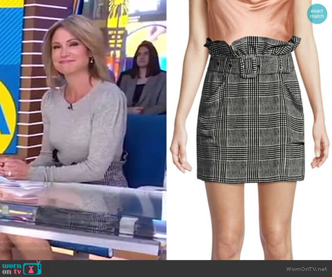 Plaid Paper Bag Skirt by Fleur du Mal worn by Amy Robach on Good Morning America