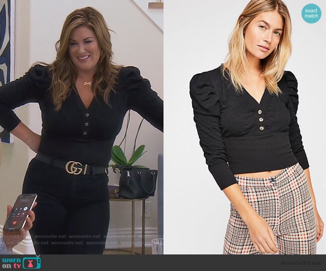 Gemma Henley Top by Free People worn by Emily Simpson on The Real Housewives of Orange County