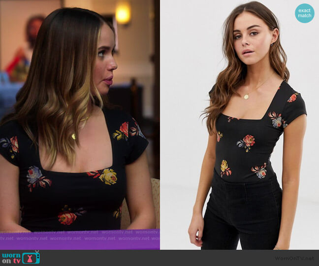 Square Neck Bodysuit by Free People worn by Patty Bladell (Debby Ryan) on Insatiable