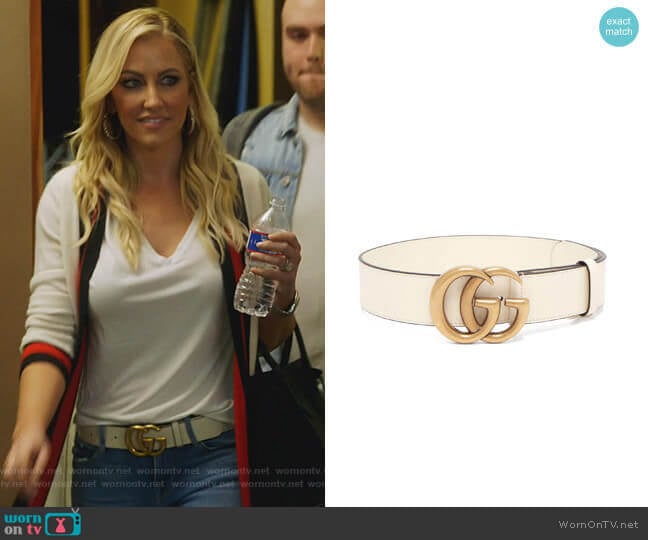 GG-logo Leather Belt by Gucci worn by Stephanie Hollman on The Real Housewives of Dallas