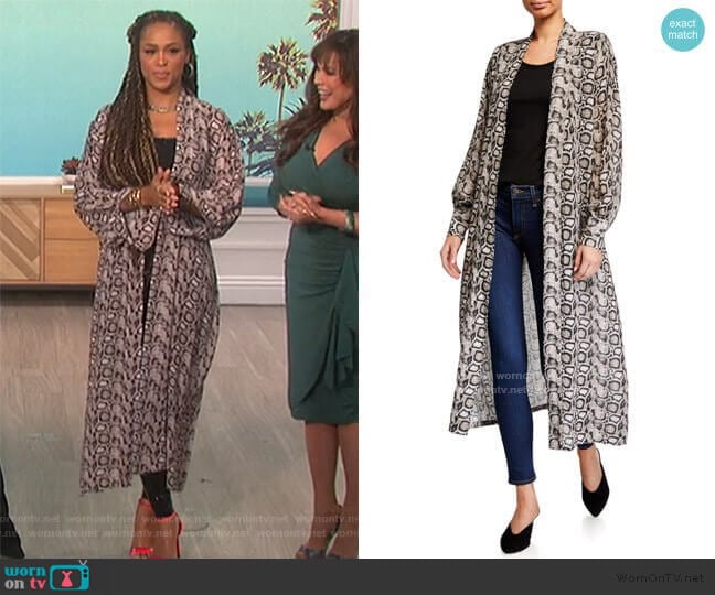 Python-Print Sheer Chiffon Kimono Jacket by Good American worn by Eve on The Talk