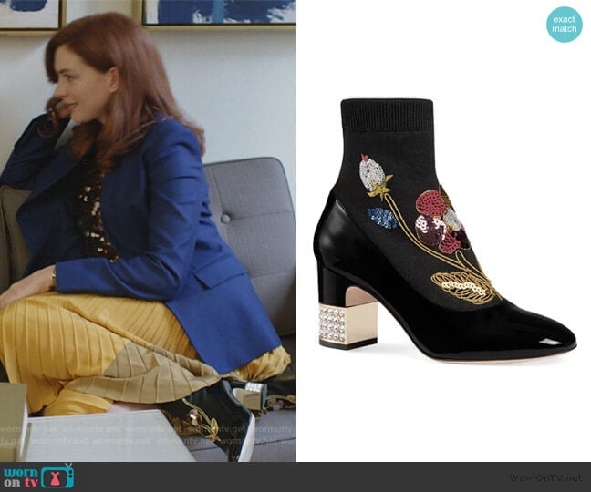 Candy Floral Embroidered Bootie by Gucci worn by Lexi (Anne Hathaway) on Modern Love