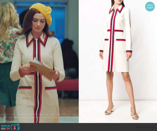 Classic Stripe Day Dress by Gucci worn by Lexi (Anne Hathaway) on Modern Love