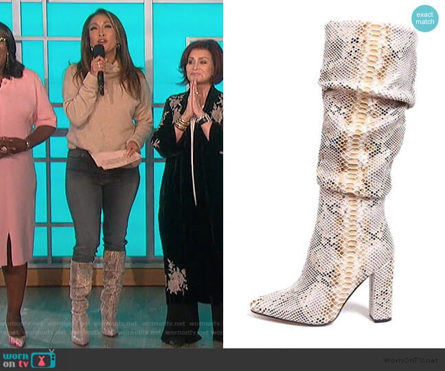 Snakeskin Boots Mid-Calf Boots by ISNOM worn by Carrie Inaba on The Talk