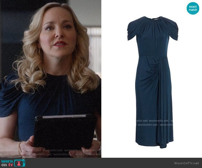 Jason Wu Collection Ruched Jersey Midi Dress  worn by Marissa Morgan (Geneva Carr) on Bull