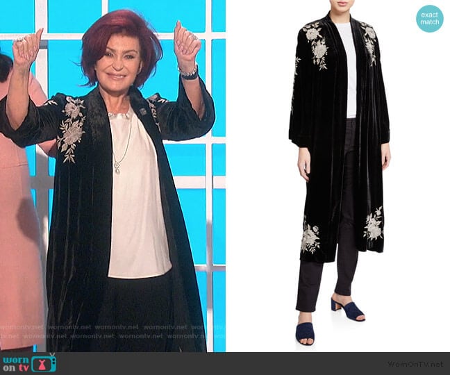 Santal Velvet Kimono Coat by Johnny Was worn by Sharon Osbourne on The Talk