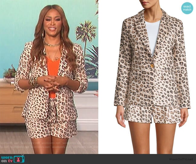 Anilah Leopard-Print Linen Blazer and Shortsby Joie worn by Eve on The Talk