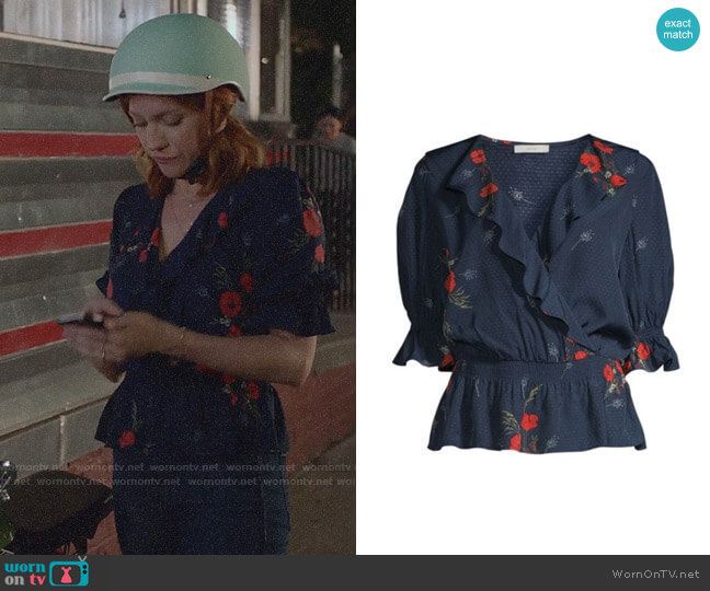 Joie Ottoline Top in Midnight worn by Julia Bechley (Brittany Snow) on Almost Family