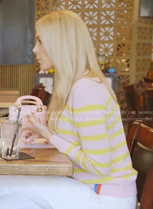 Kameron's pink and yellow striped sweater on The Real Housewives of Dallas