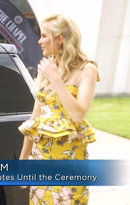 Kameron's yellow floral peplum top and skirt on The Real Housewives of Dallas