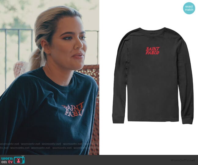 Kim Tennis Black Long Sleeve T-Shirt by Yeezy worn by Khloe Kardashian on Keeping Up with the Kardashians