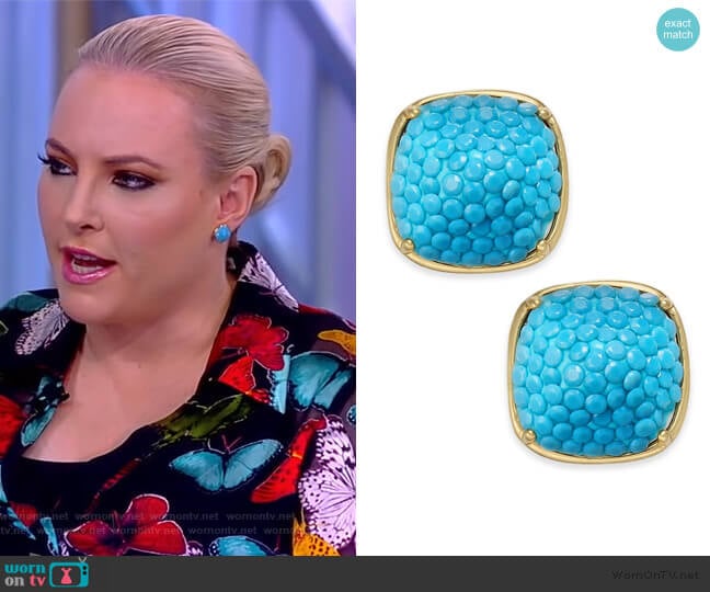 Gold-Tone Turquoise Square Stud Earrings by Kate Spade worn by Meghan McCain on The View