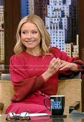 Kelly’s red striped sweater on Live with Kelly and Ryan