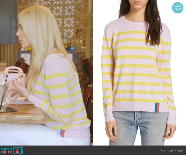 The Skate Stripe Cashmere Sweater by Kule worn by Kameron Westcott on The Real Housewives of Dallas