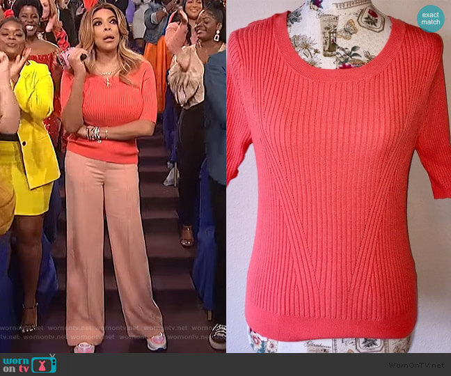 Short Sleeve Ribbed Sweater by Lane Bryant worn by Wendy Williams  on The Wendy Williams Show