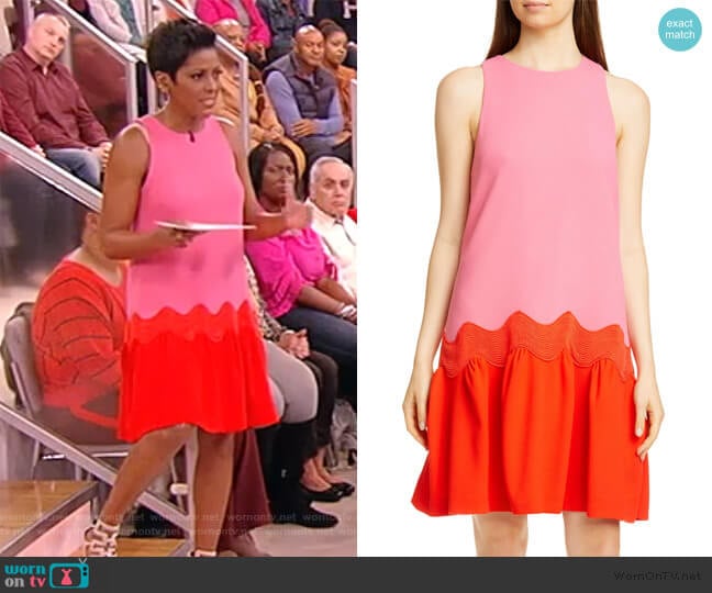 Wave Contrast Hem Wool Blend Dress by Lela Rose worn by Tamron Hall on Tamron Hall Show