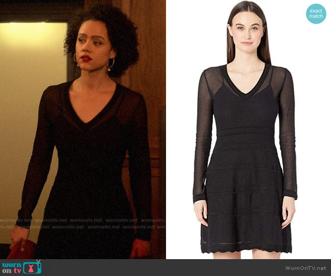 M Missoni Long Sleeve Geometric Jacquard Short Dress worn by Maya (Nathalie Emmanuel) on Four Weddings and a Funeral