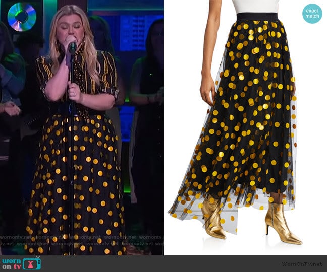 Polka Dot Tulle Long Skirt by MSGM worn by Kelly Clarkson on The Kelly Clarkson Show