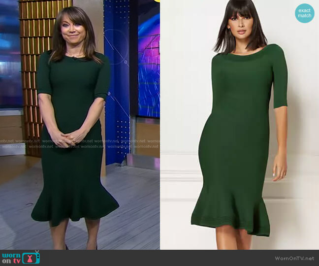 WornOnTV: Ginger’s green ruffle hem dress on Good Morning America ...