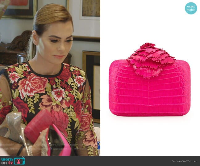 Crocodile Flower Minaudiere by Nancy Gonzalez worn by D’Andra Simmons  on The Real Housewives of Dallas